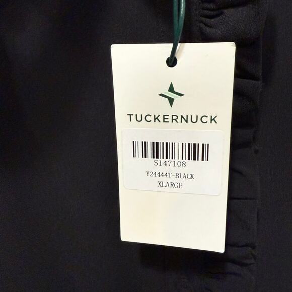 Tuckernuck NWT Black Crepe Tate Dress XL LBD Ruffle Quiet Luxury Timeless Chic - Picture 10 of 15